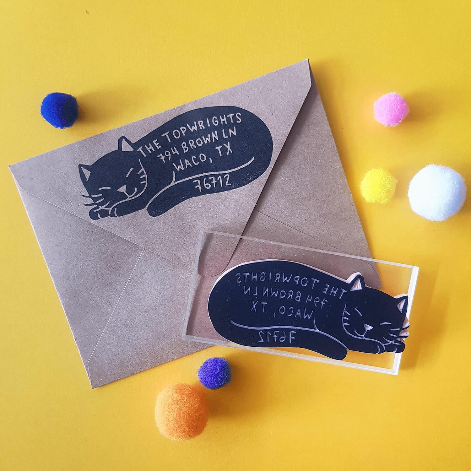 Return Address Sleeping Cat Stamp | Salt & Paper - Image 3