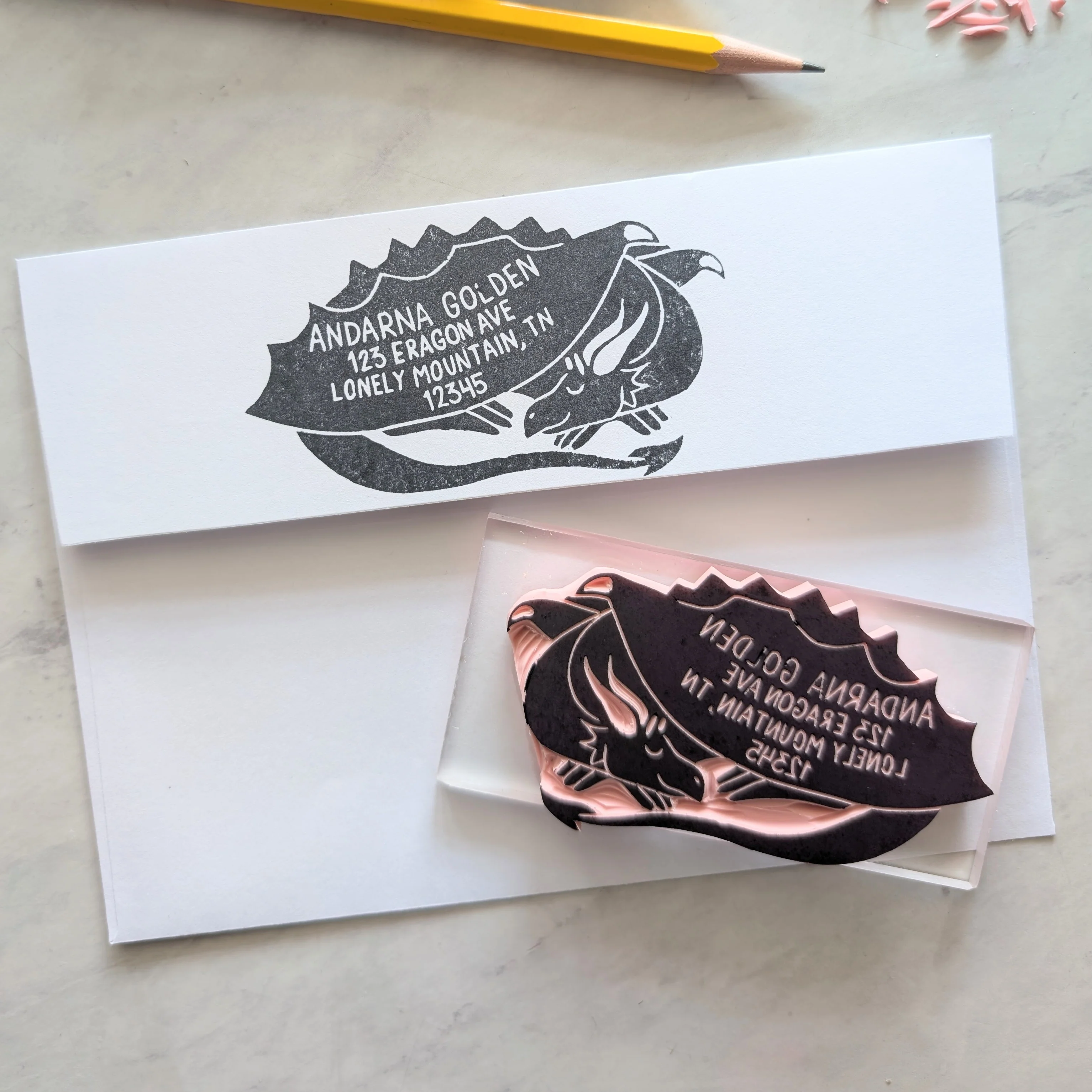 Return Address Dragon Stamp | Salt & Paper